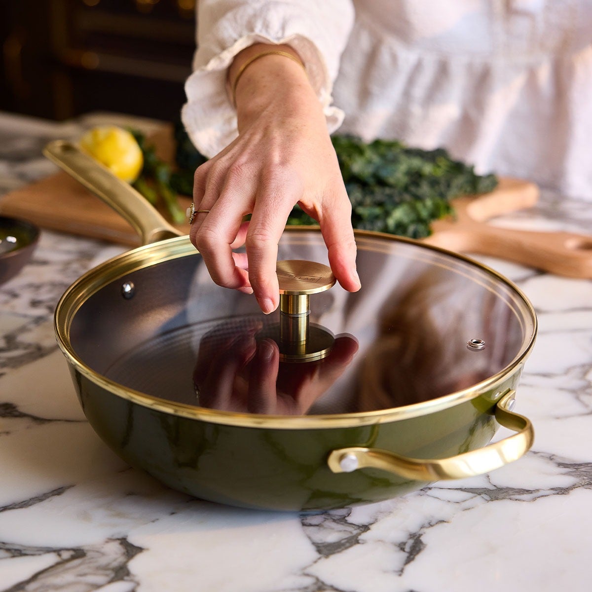 Stellar Cast Light, 28cm Saute Pan, Olive - RUTHERFORD & Co