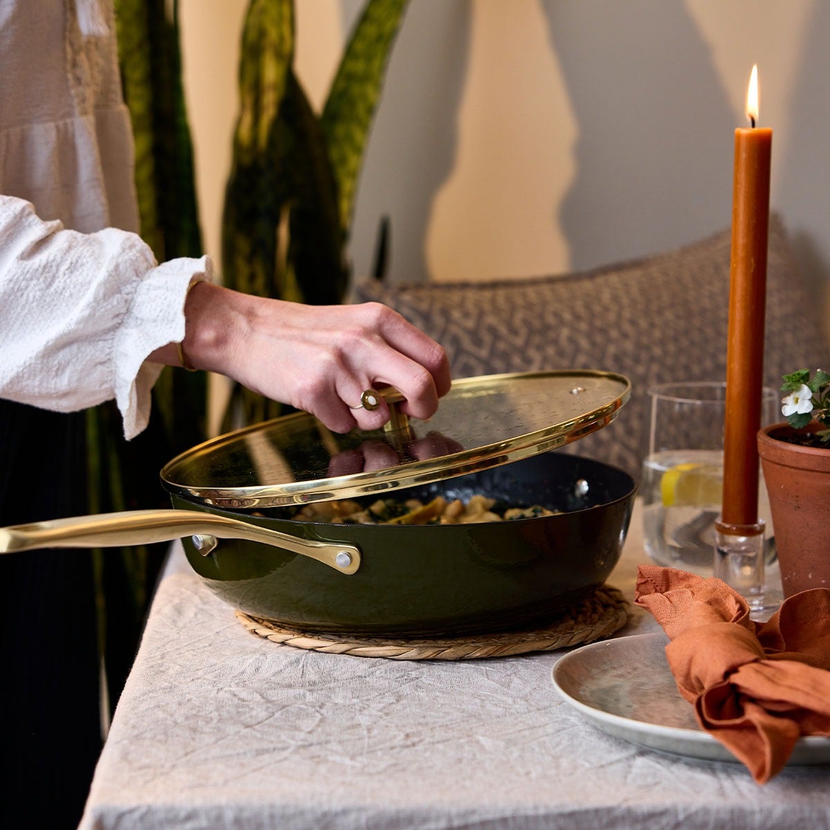 Stellar Cast Light, 28cm Saute Pan, Olive - RUTHERFORD & Co