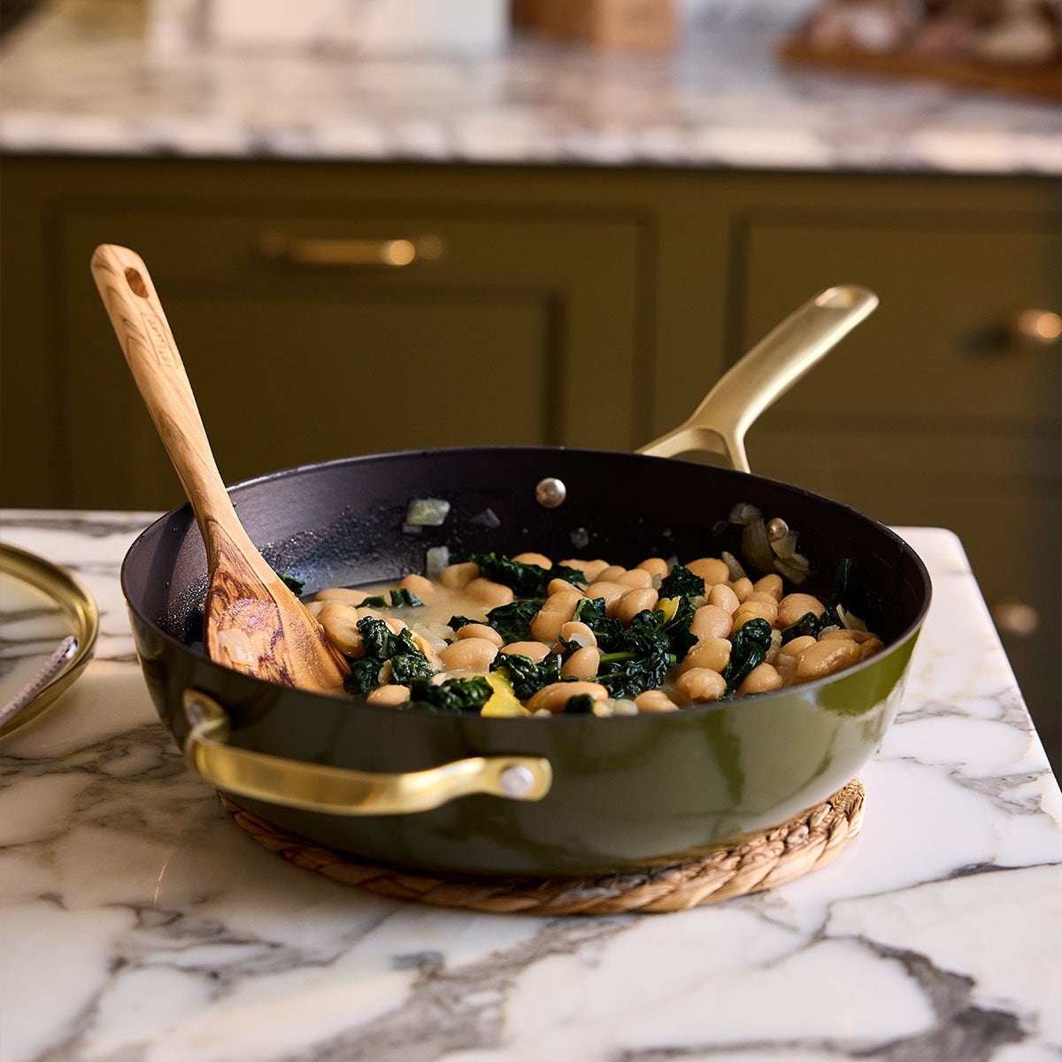 Stellar Cast Light, 28cm Saute Pan, Olive - RUTHERFORD & Co