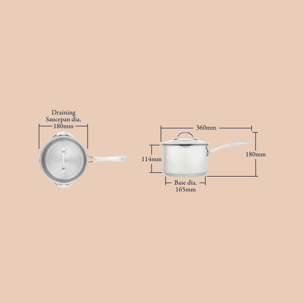 Stellar Profile, 18cm Draining Saucepan, 2.3L - RUTHERFORD & Co