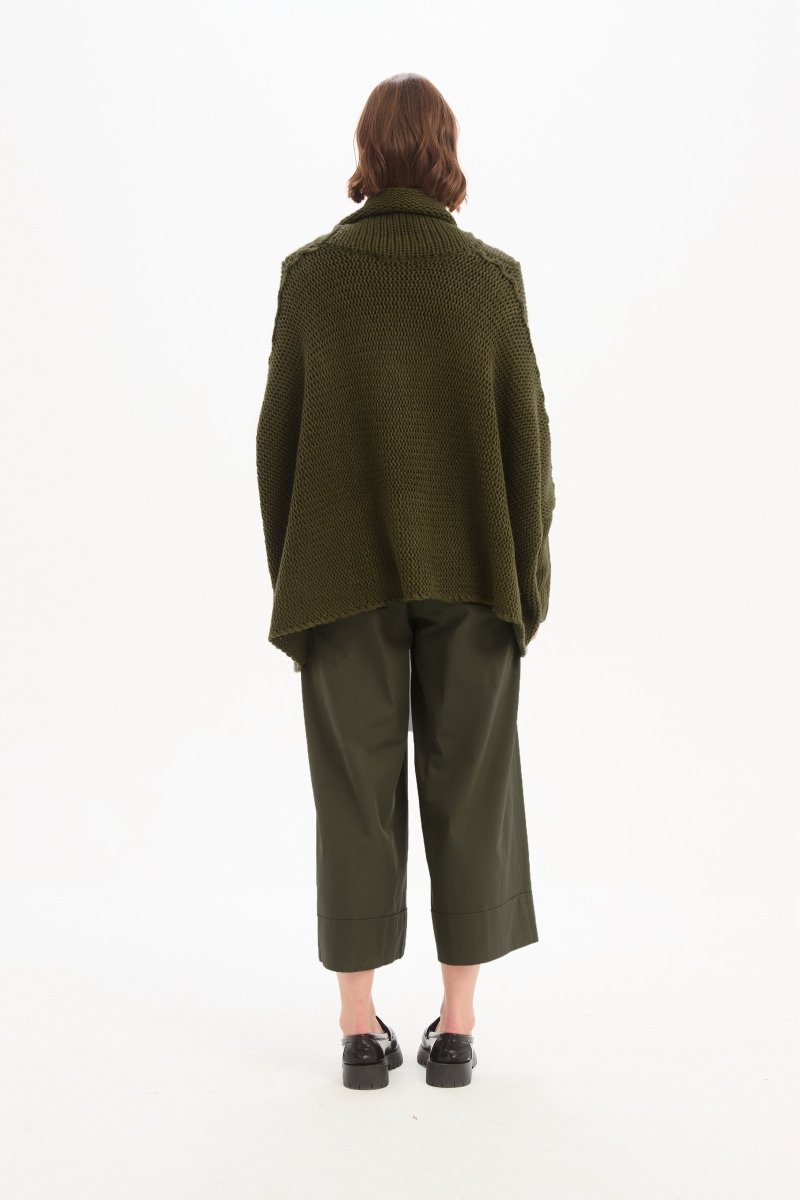 Step Hem Crop Knit Khaki - RUTHERFORD & Co