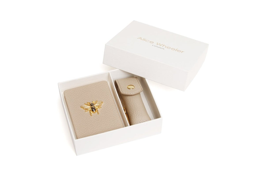 Stone - Oblong compact Mirror & Lipstick holder gift set - RUTHERFORD & Co