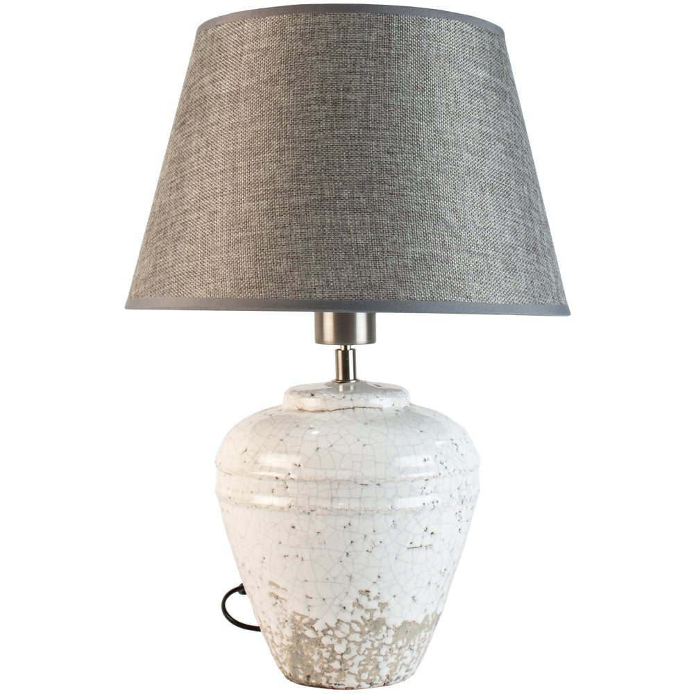 Stoneware Lamp Vesta With Grey Shade - RUTHERFORD & Co