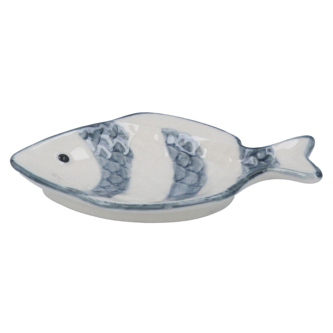 Stoneware Mini Trinket Dish 11cm - Grey Stripe Fish - RUTHERFORD & Co