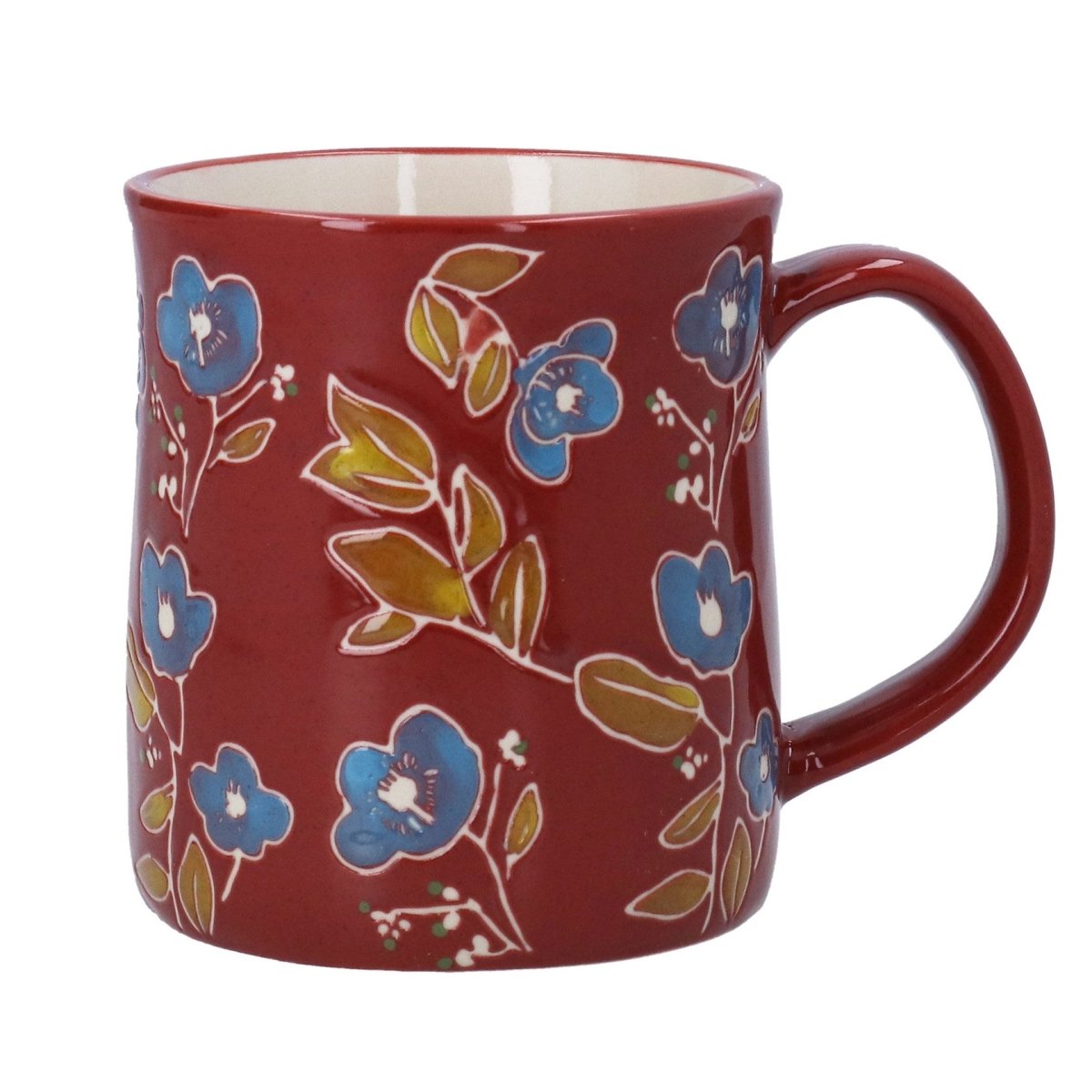Stoneware Mug 10cm – Burgundy Floral - RUTHERFORD & Co