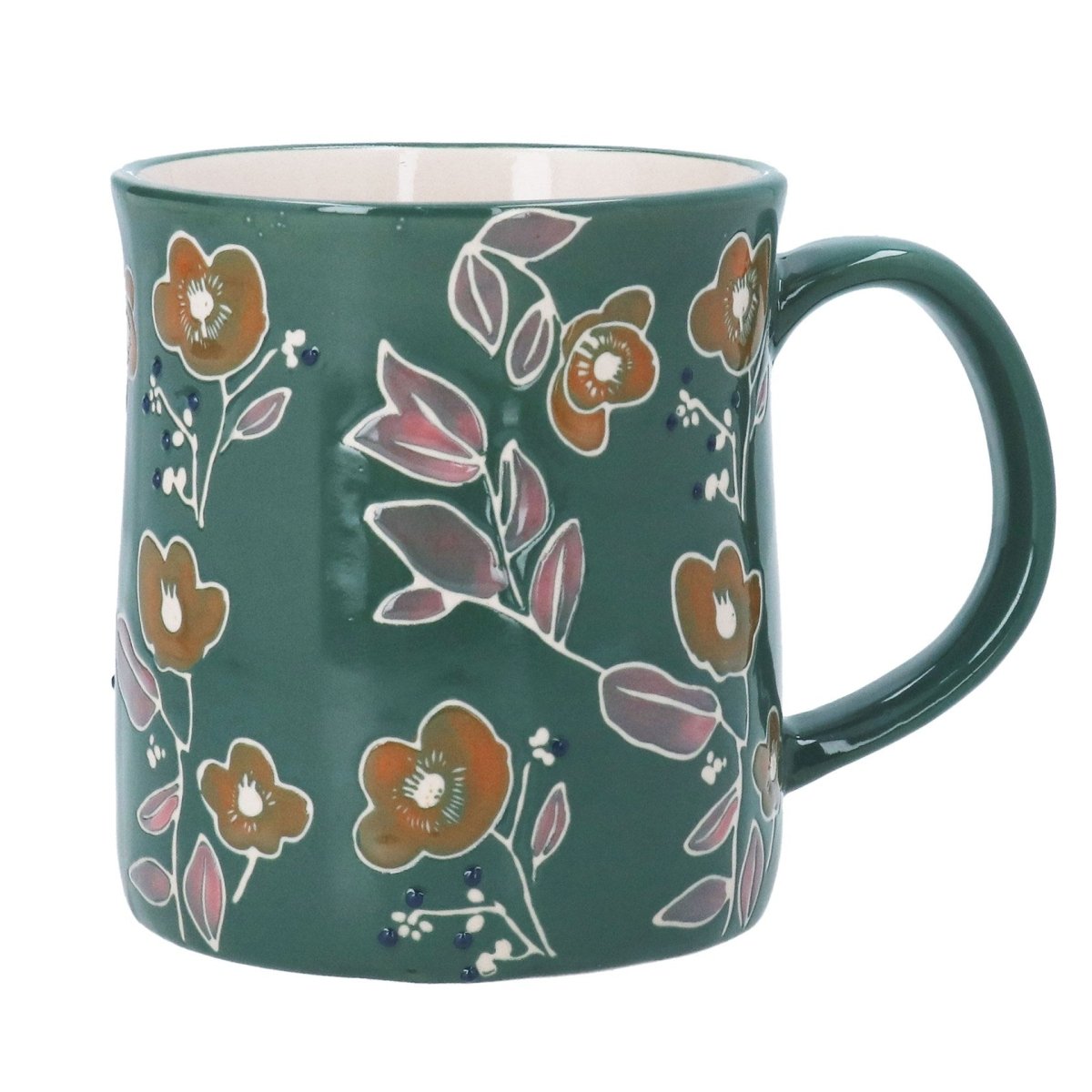 Stoneware Mug 10cm – Teal Floral - RUTHERFORD & Co