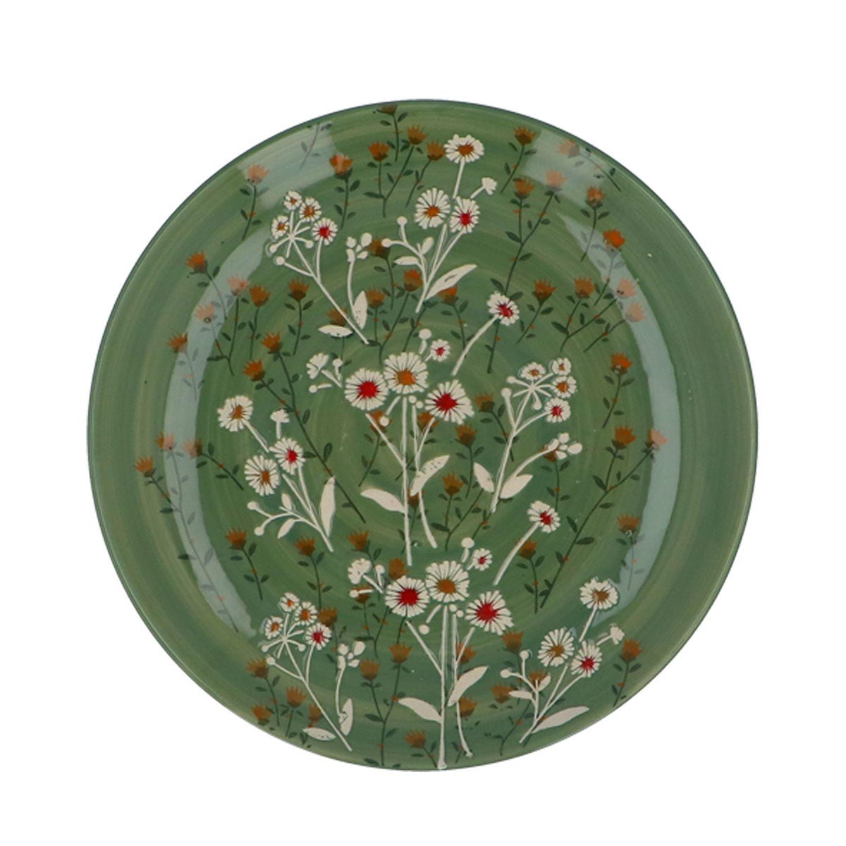 Stoneware Side Plate 21cm - Green Wild Daisy - RUTHERFORD & Co