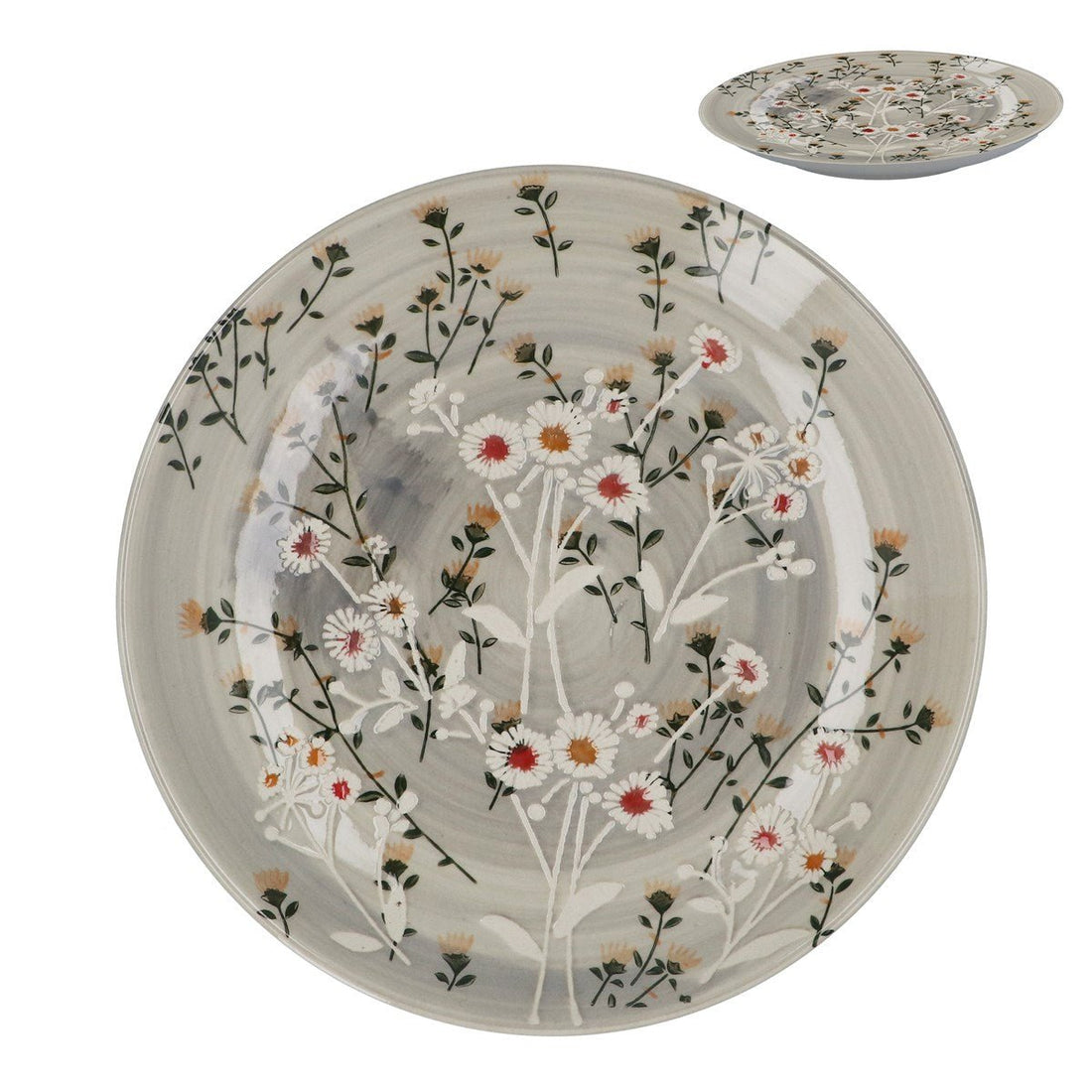 Stoneware Side Plate 21cm - Grey Wild Daisy - RUTHERFORD & Co