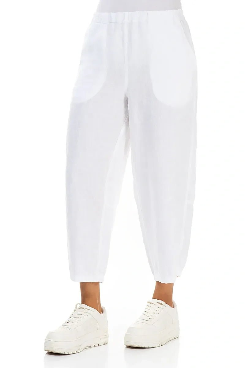 Straight White Linen Trousers - RUTHERFORD & Co