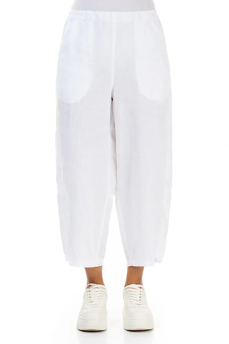 Straight White Linen Trousers - RUTHERFORD & Co