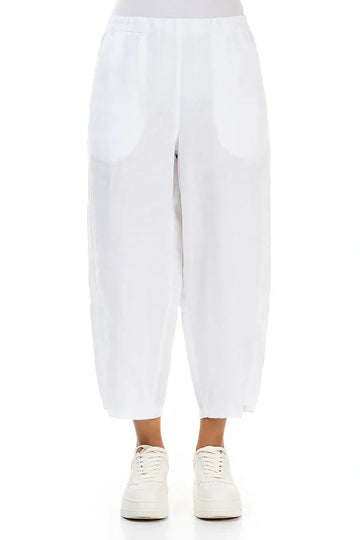 Straight White Linen Trousers - RUTHERFORD & Co