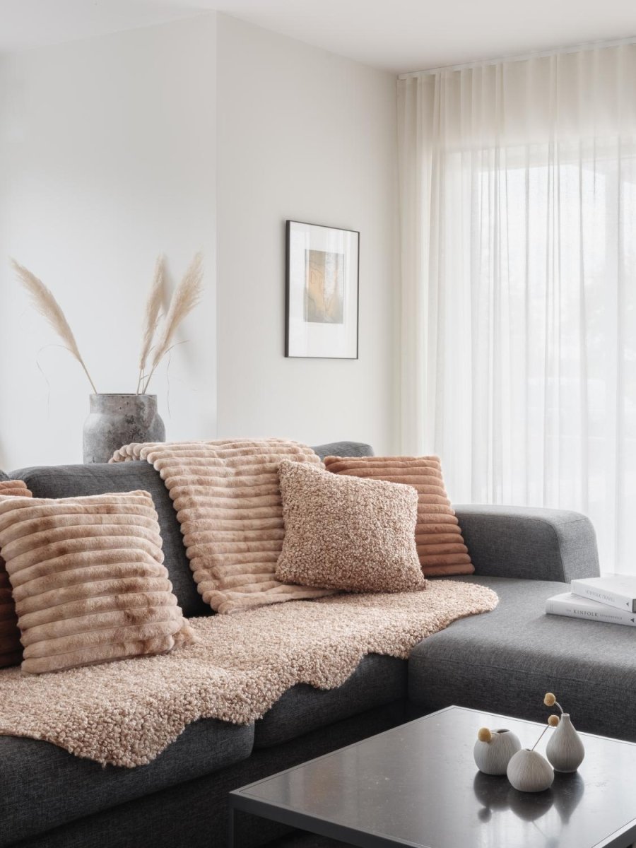 Stripy Cushion - Toffee - RUTHERFORD & Co