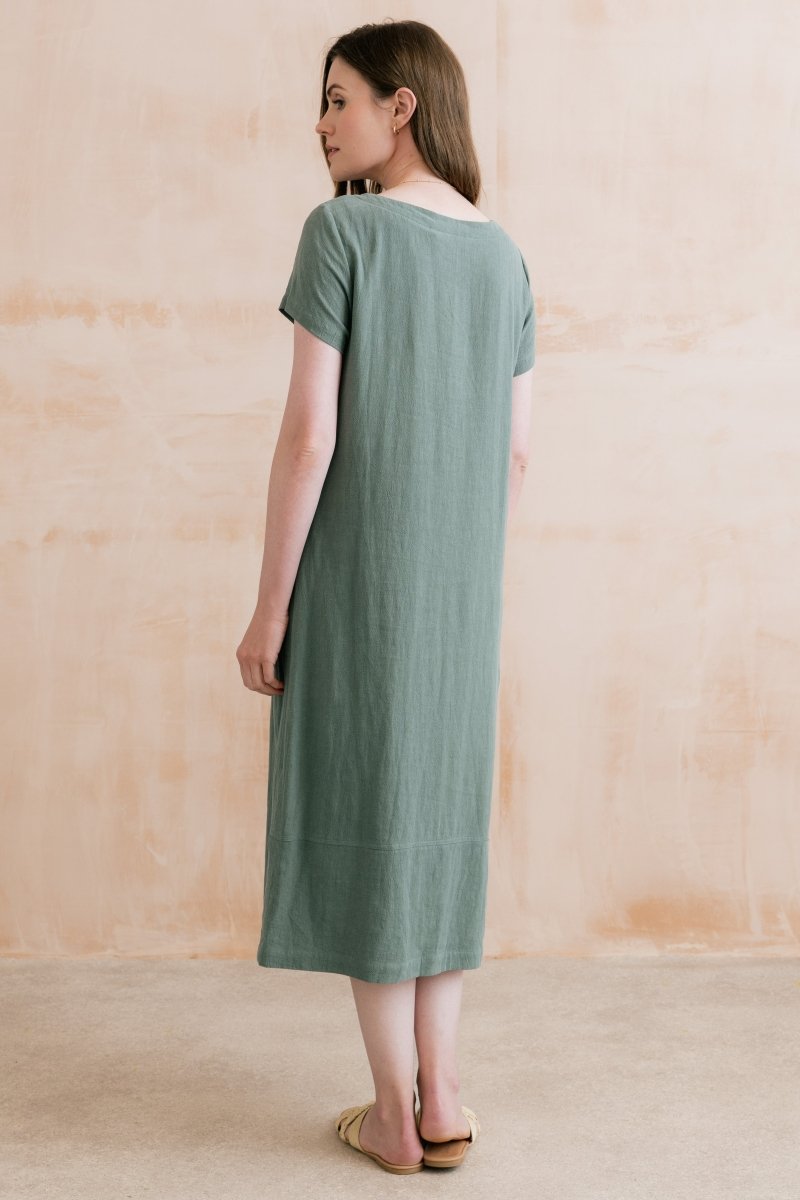 Summer Breeze Linen Blend Dress Laurel Green - RUTHERFORD & Co