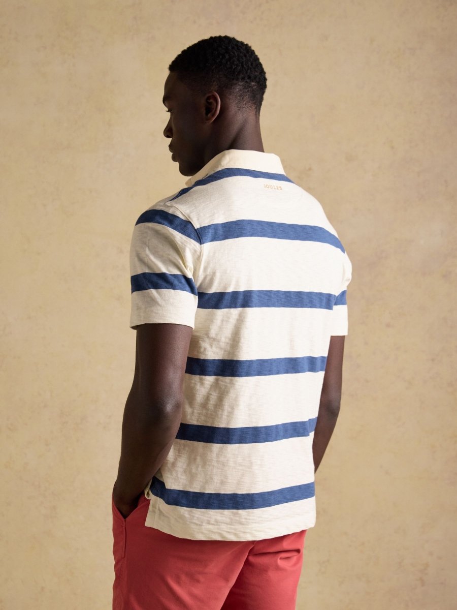 Summer Slub Cream & Navy Striped Short Sleeve Rugby Shirt - RUTHERFORD & Co
