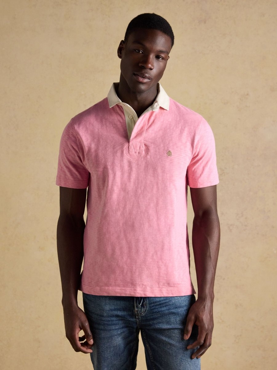 Summer Slub Pink Short Sleeve Rugby Shirt - RUTHERFORD & Co