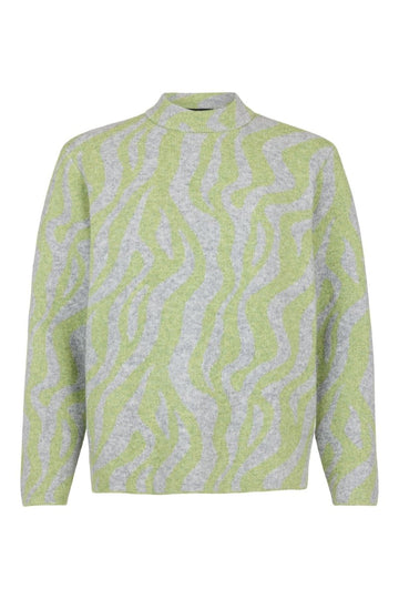 Sunday Abstract Turtle Neck Jumper - Herb Green Combo - RUTHERFORD & Co