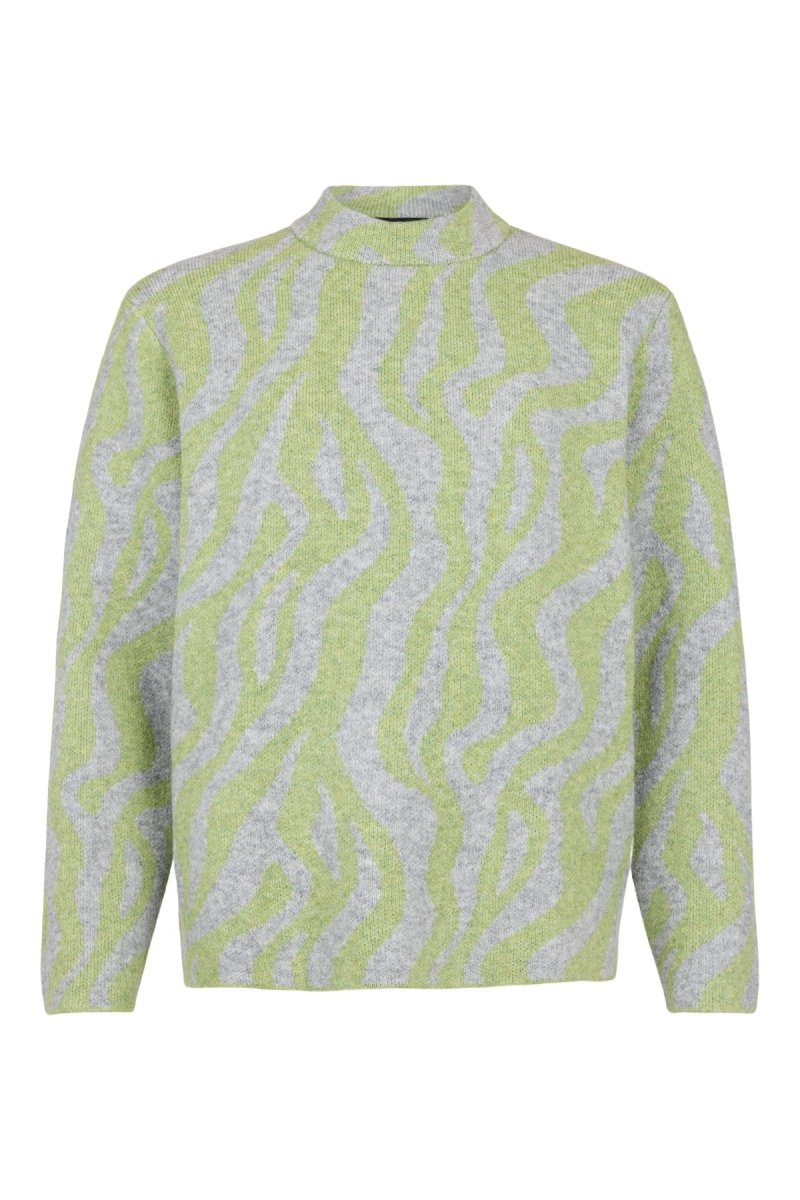 Sunday Abstract Turtle Neck Jumper - Herb Green Combo - RUTHERFORD & Co