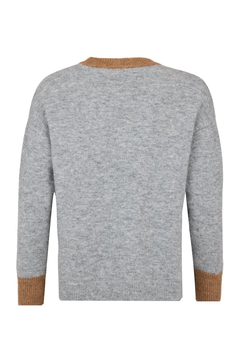Sunday Abstract V-Neck Jumper - Rubber Combo - RUTHERFORD & Co