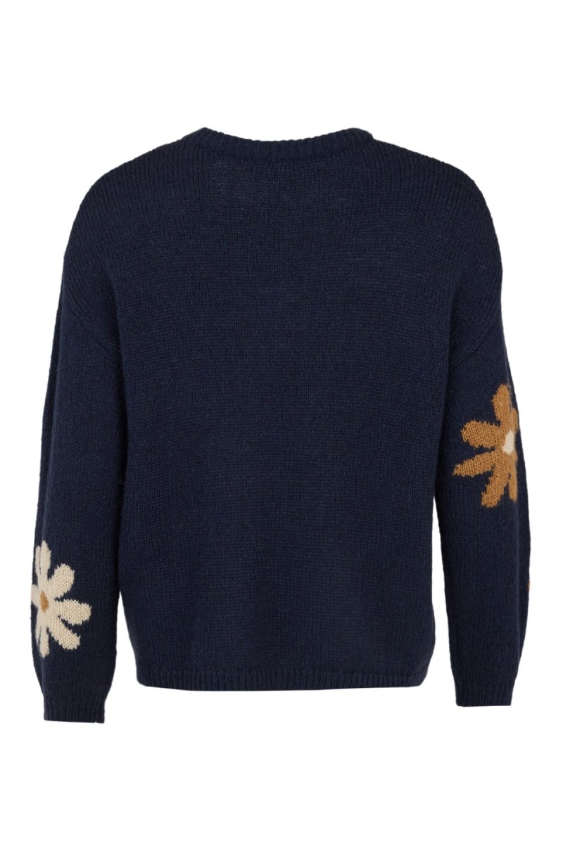 Sunday Floral Round Neck Jumper - Maritime Blue Combo - RUTHERFORD & Co