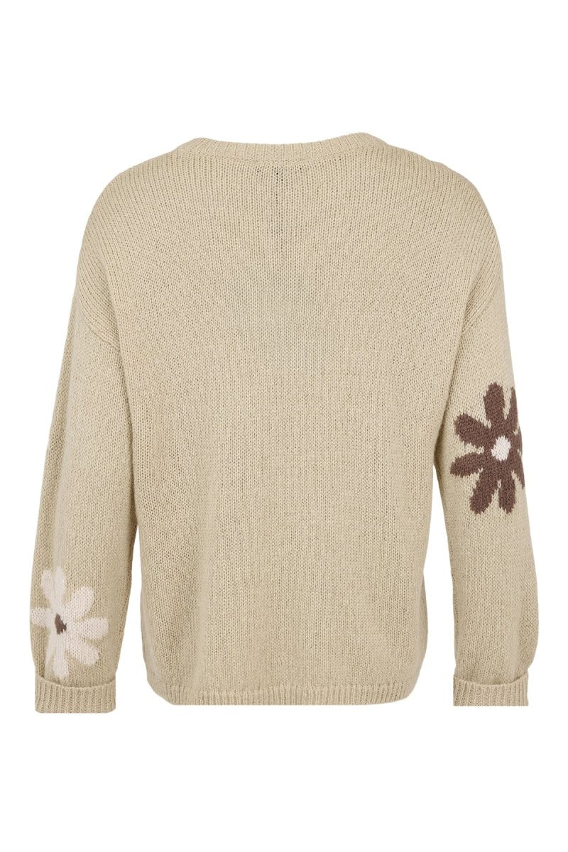 Sunday Floral Round Neck Jumper - Walnut Mel Combo - RUTHERFORD & Co