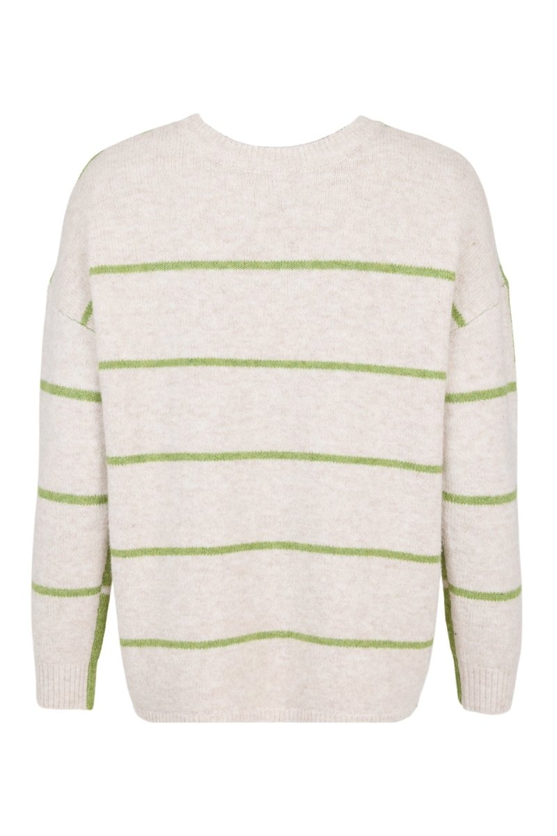 Sunday Striped Round Neck Jumper - Herb Green Combo - RUTHERFORD & Co