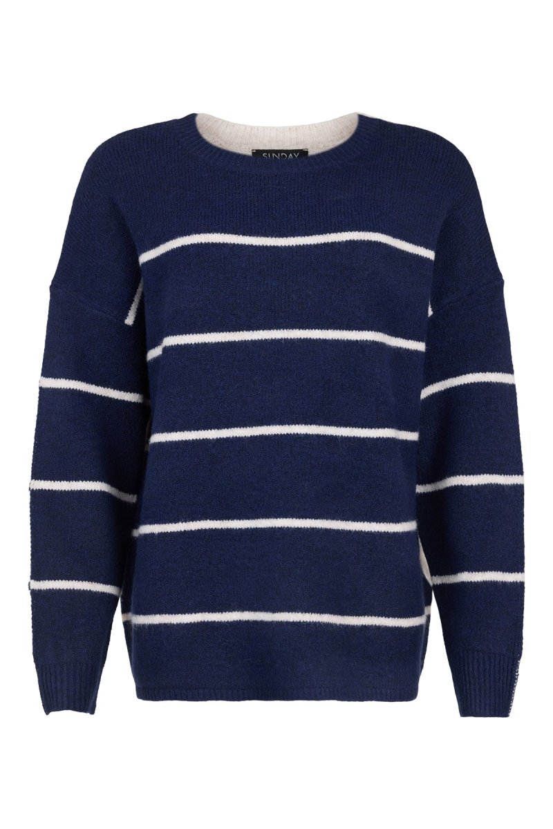 Sunday Striped Round Neck Jumper - Maritime Blue Combo - RUTHERFORD & Co
