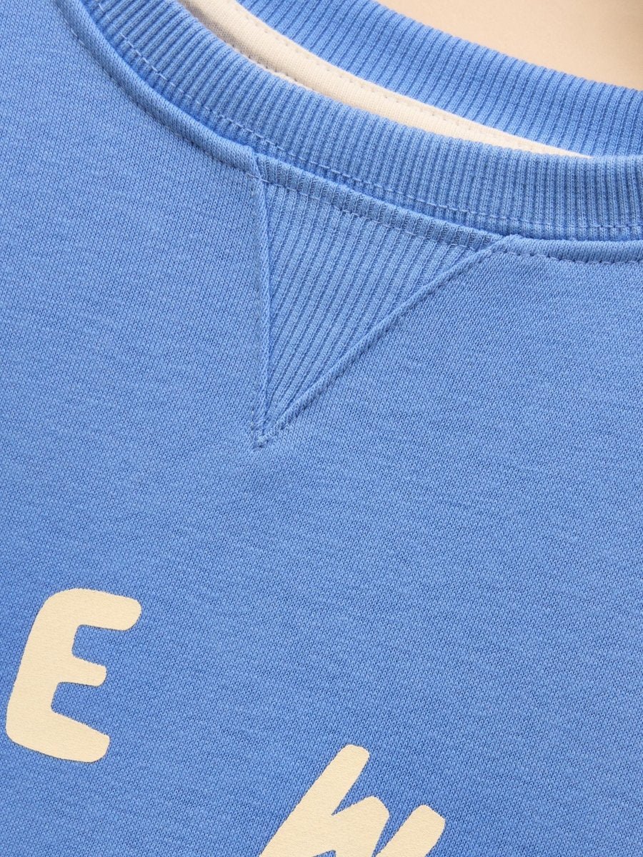 Sundaze Blue Crew Neck Slogan Sweatshirt - RUTHERFORD & Co