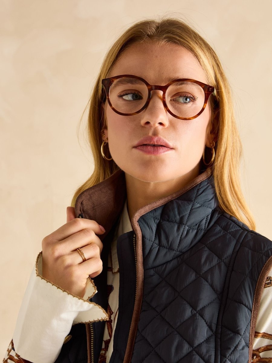Sutton Navy Showerproof Longline Diamond Quilted Gilet - RUTHERFORD & Co