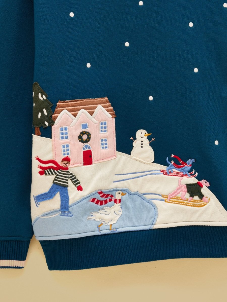 Sweatshirt With Faux Fur Lining - Navy - RUTHERFORD & Co