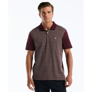 Jacquard Front Fairisle Polo In Port Royale