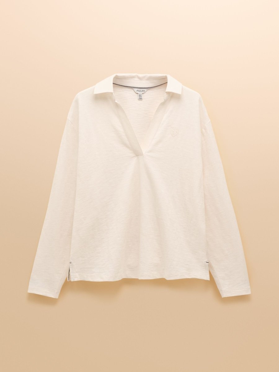 Tallie Cream Combed Cotton Collared Top - RUTHERFORD & Co