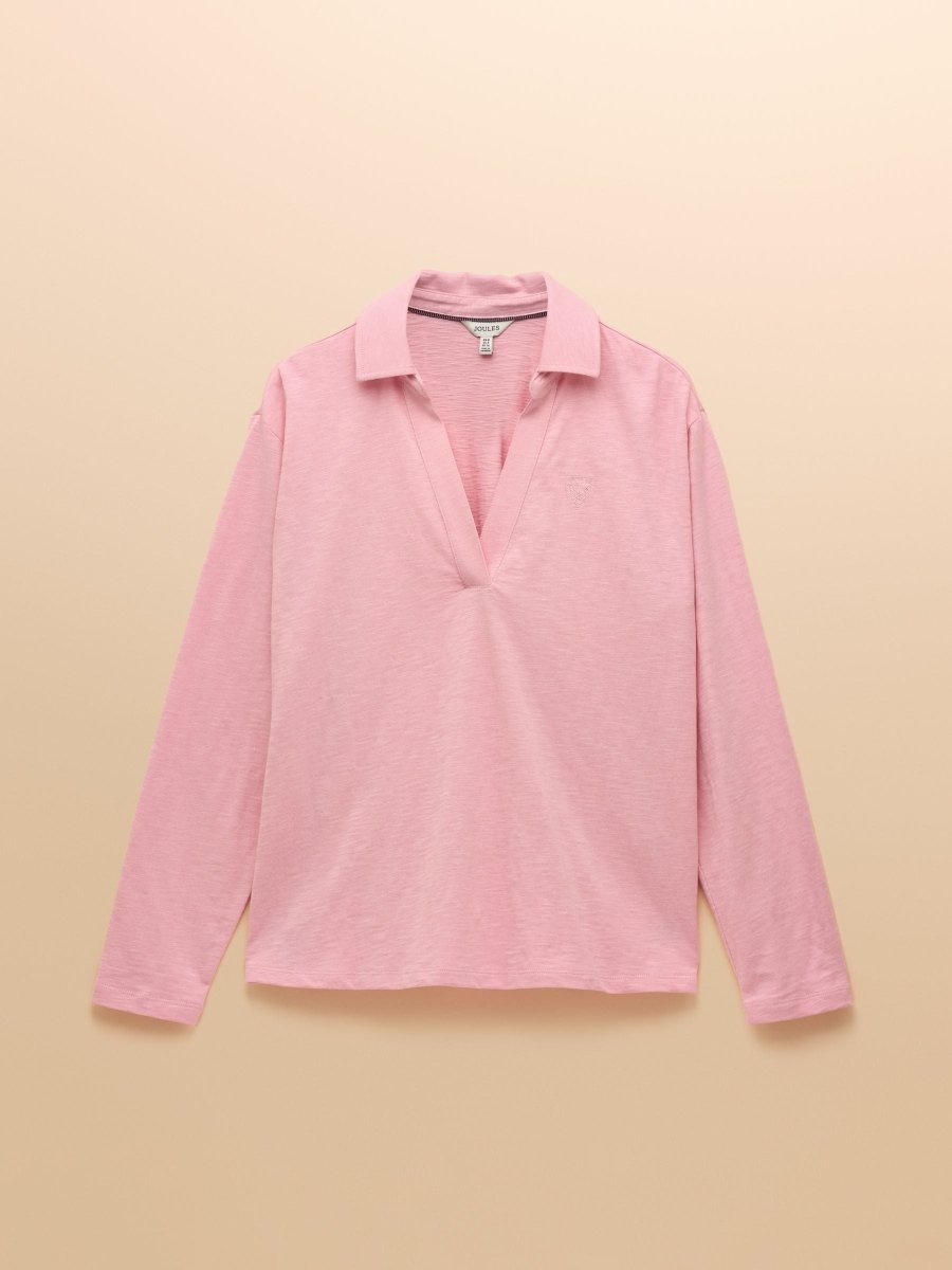 Tallie Pink Combed Cotton Slub Collared Top - RUTHERFORD & Co
