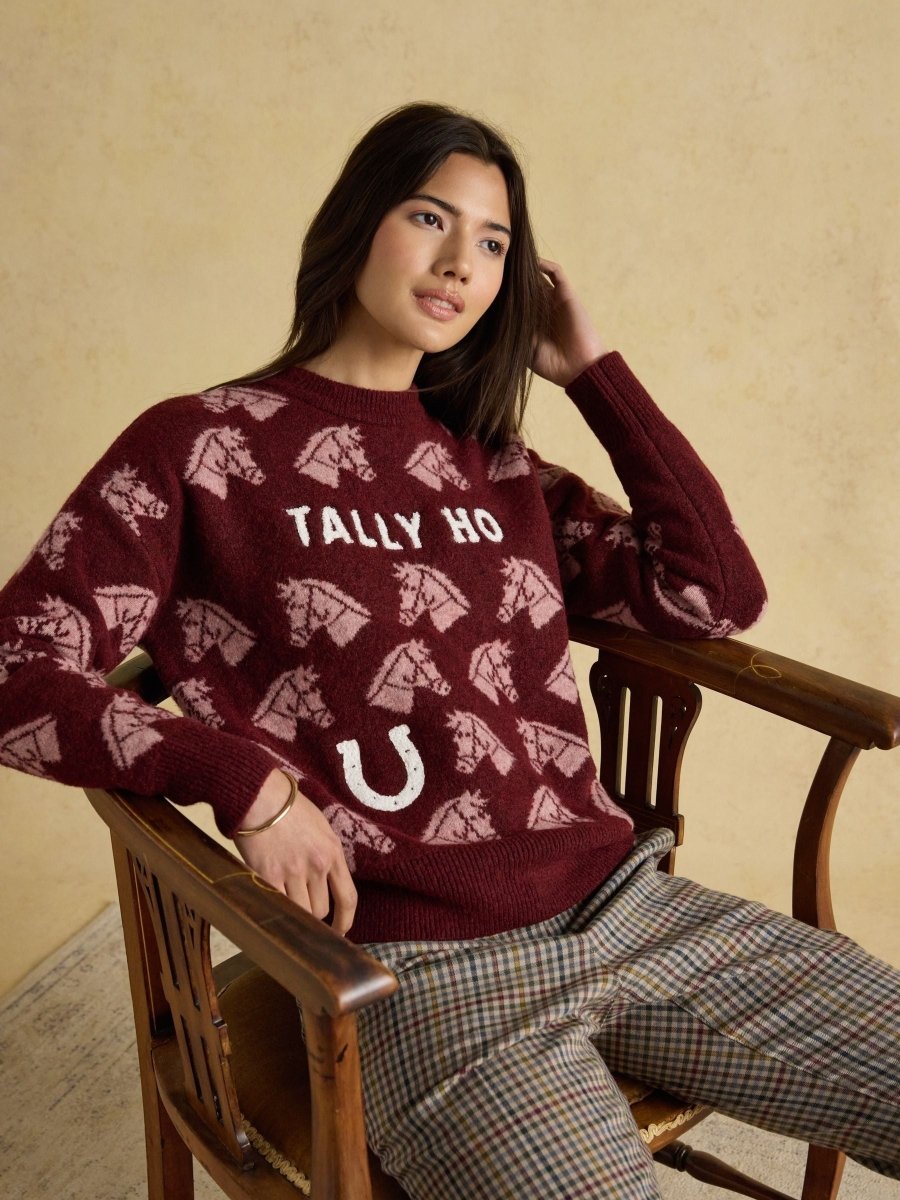Tally Ho Intarsia Knitted Jumper - RUTHERFORD & Co