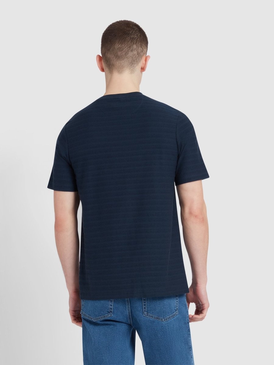 Talwin Jacquard Stripe T-Shirt In True Navy - RUTHERFORD & Co