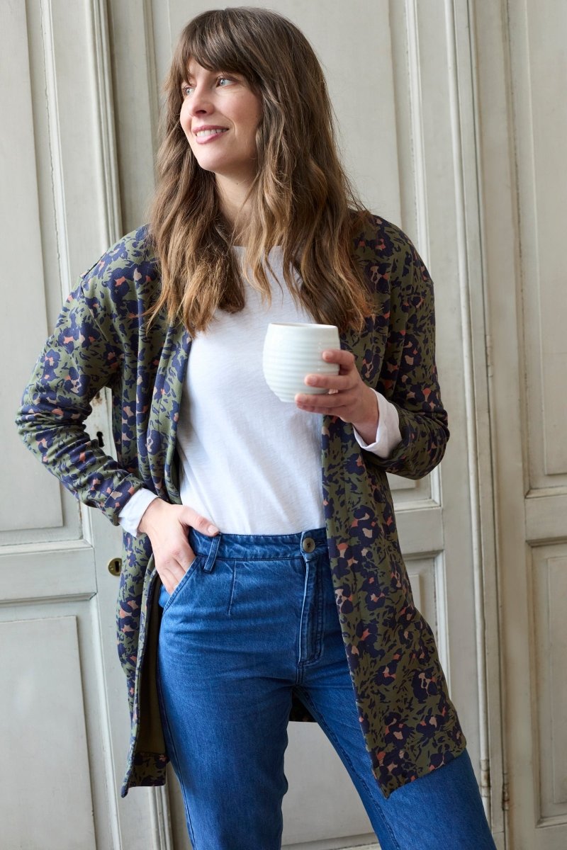 Tamara Long Line Printed Cardigan - RUTHERFORD & Co