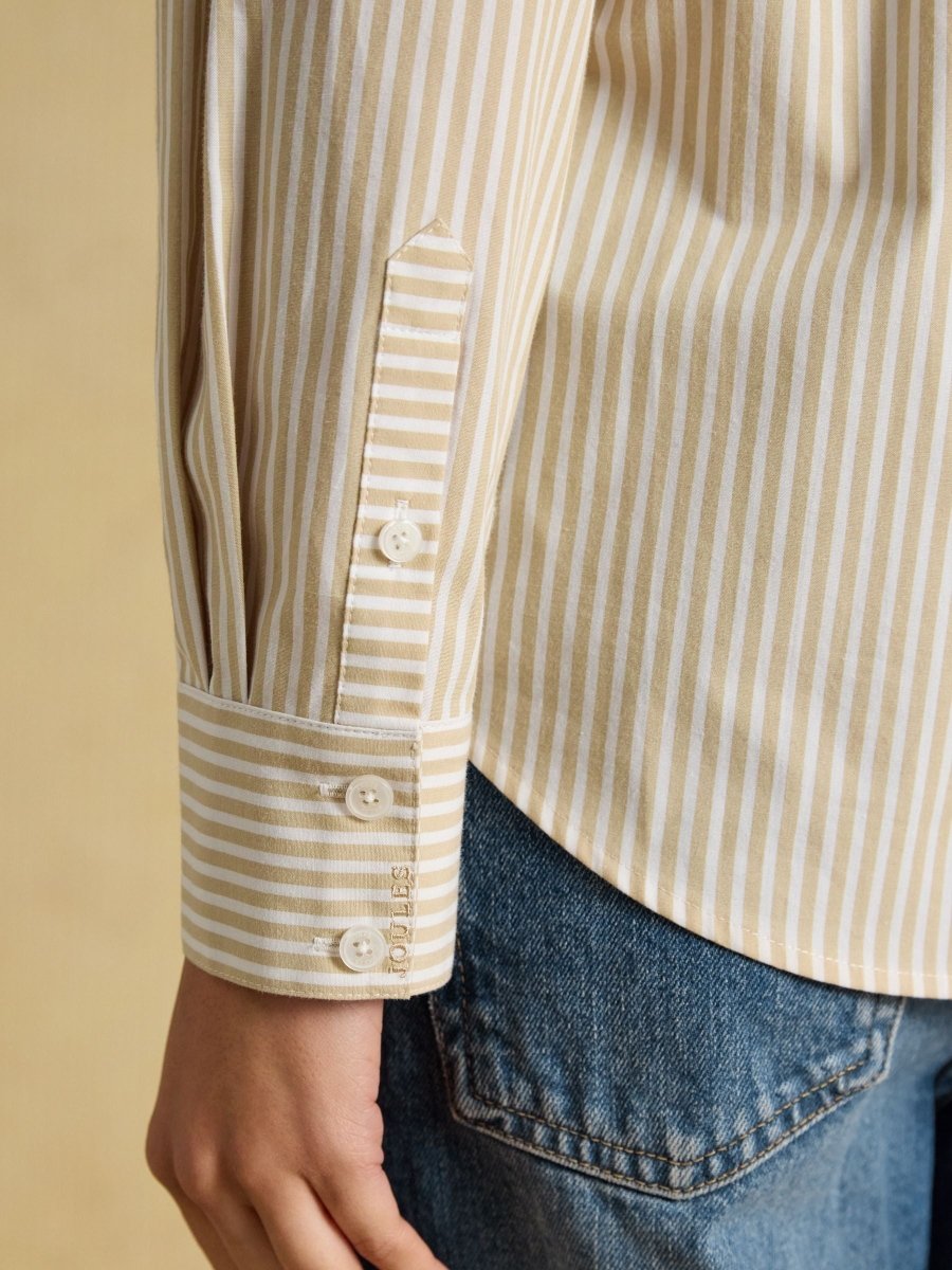 Tan Striped Classic Poplin Shirt - RUTHERFORD & Co