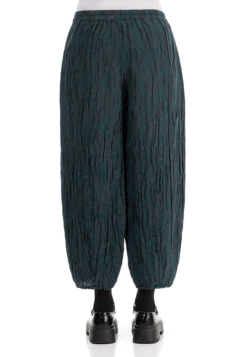 Taper Forest Grey Circle Silk Linen Trousers - RUTHERFORD & Co