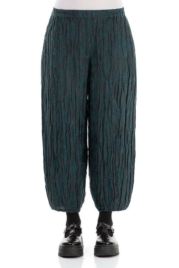 Taper Forest Grey Circle Silk Linen Trousers - RUTHERFORD & Co