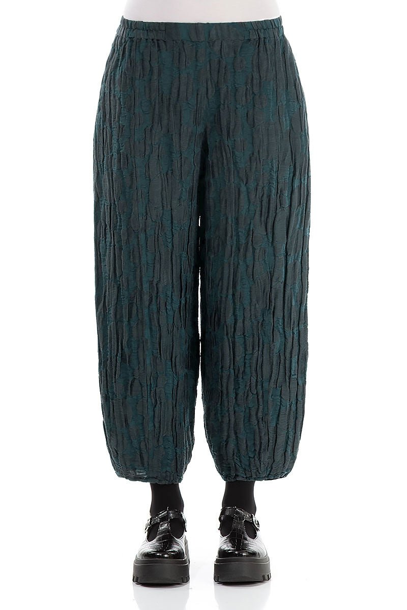 Taper Forest Grey Circle Silk Linen Trousers - RUTHERFORD & Co