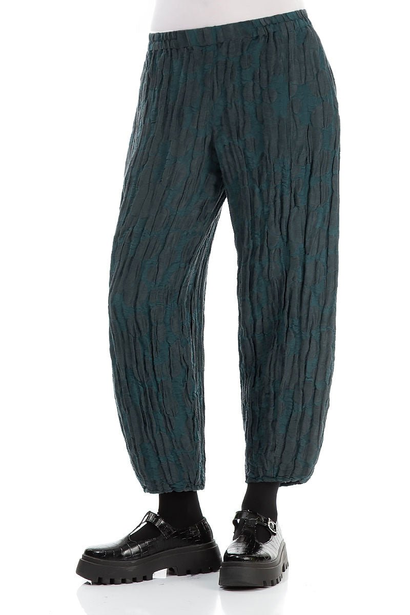 Taper Forest Grey Circle Silk Linen Trousers - RUTHERFORD & Co