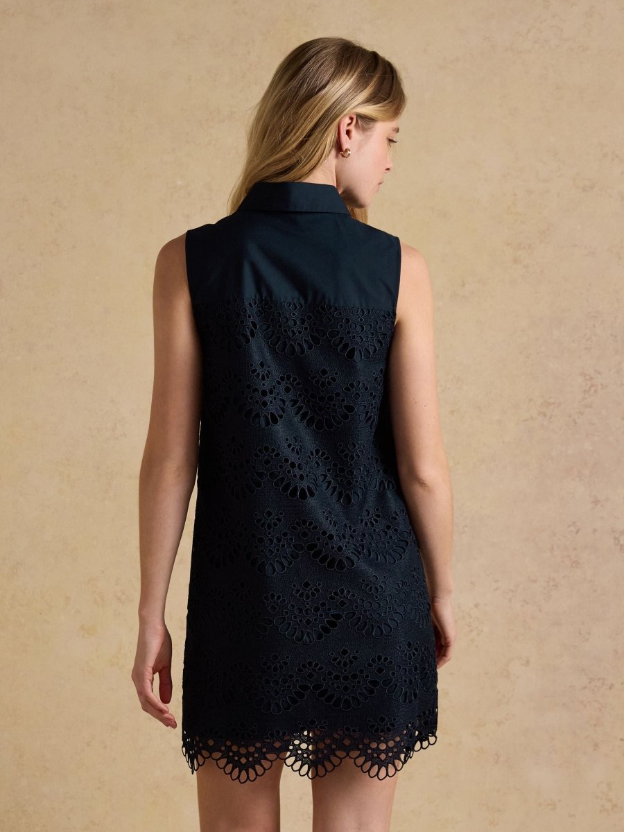 Taylor Navy Broderie Shift Mini Dress - RUTHERFORD & Co