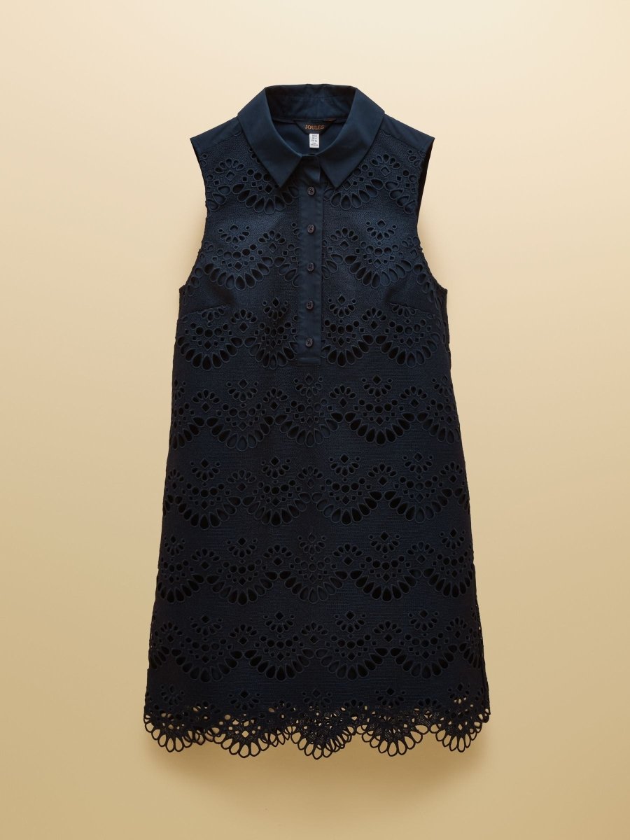 Taylor Navy Broderie Shift Mini Dress - RUTHERFORD & Co