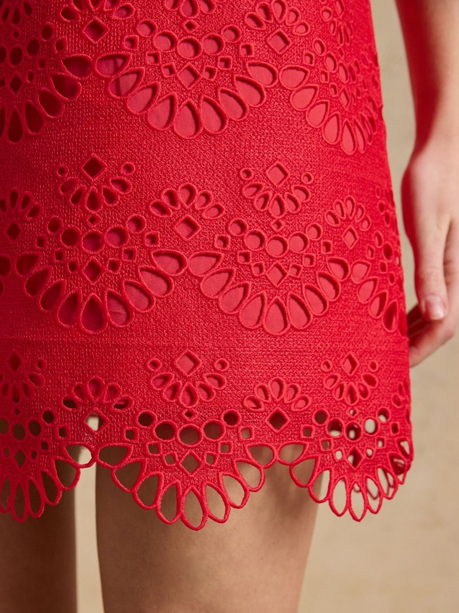 Taylor Red Cayenne Broderie Shift Mini Dress - RUTHERFORD & Co