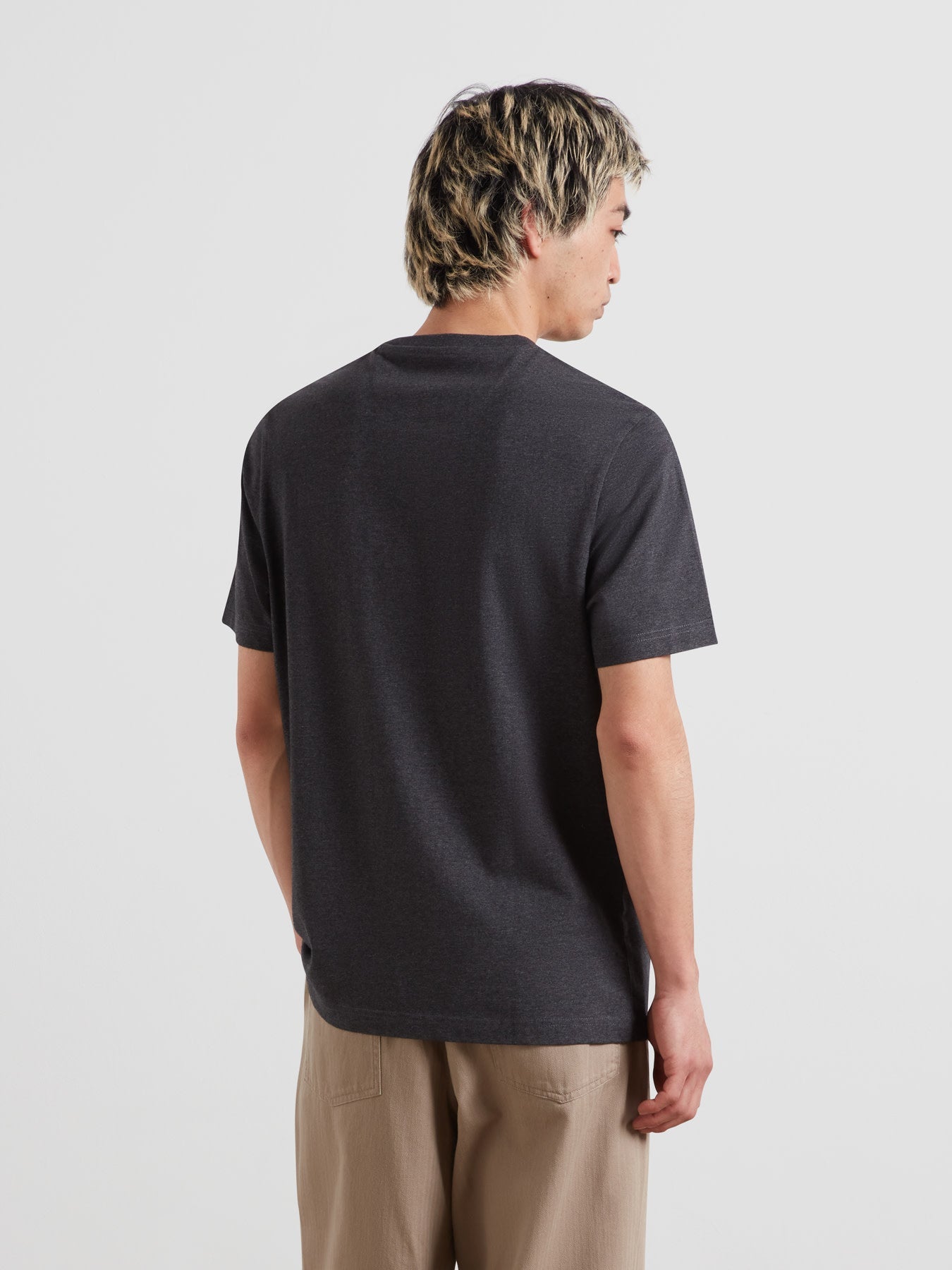 Danny Regular Fit Organic Cotton T-Shirt In Washed Black Marl