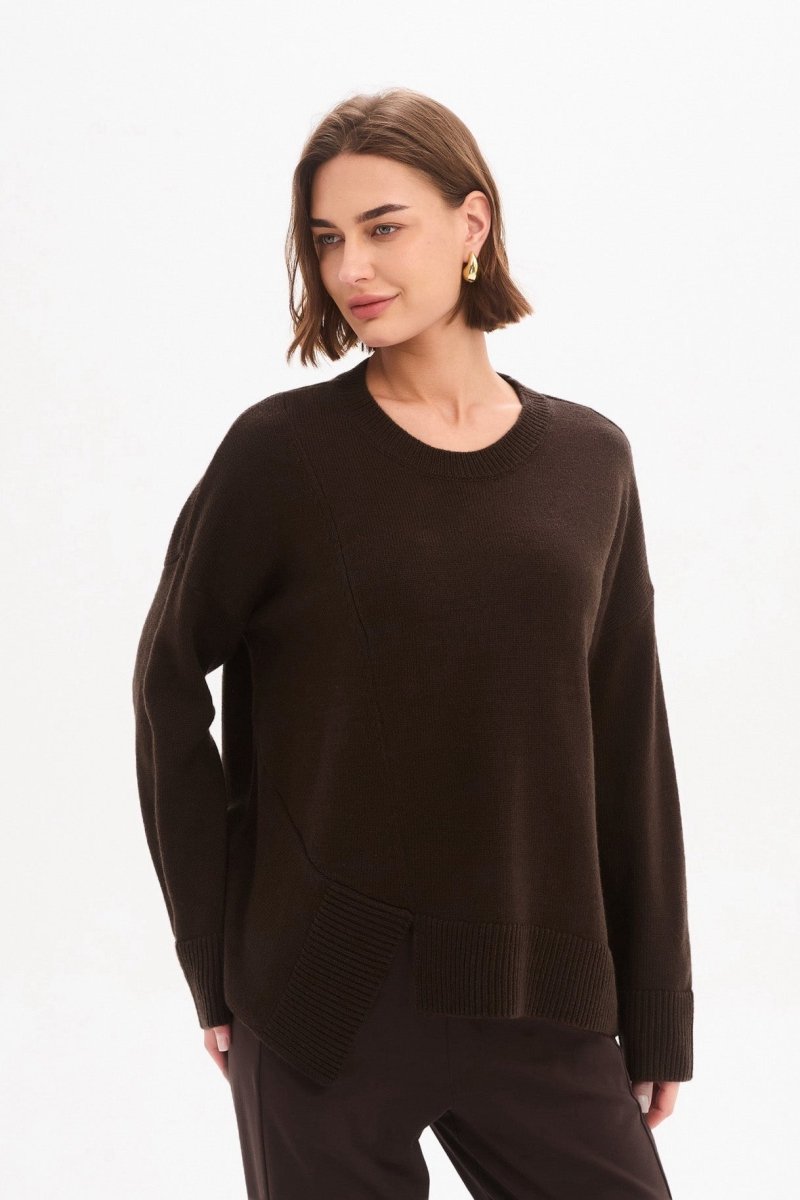 Textured Cuff Knit Chocolate - RUTHERFORD & Co