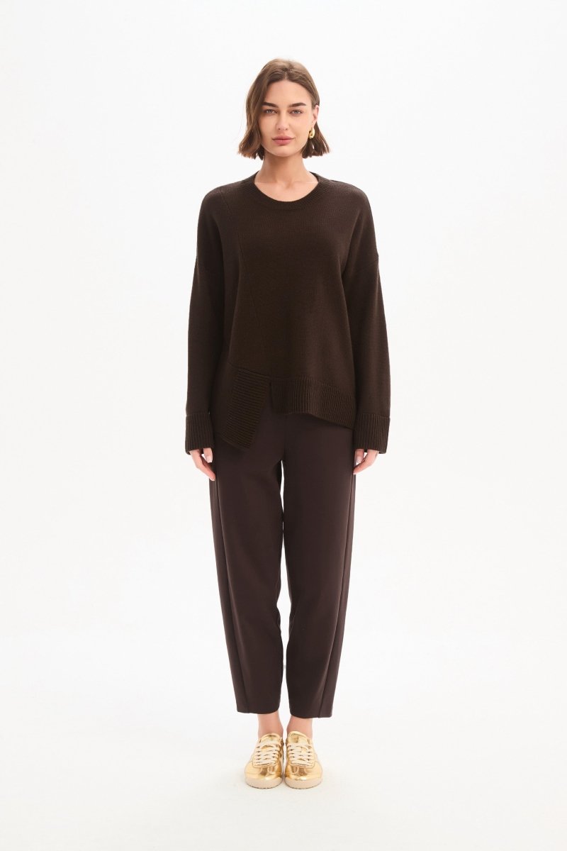 Textured Cuff Knit Chocolate - RUTHERFORD & Co