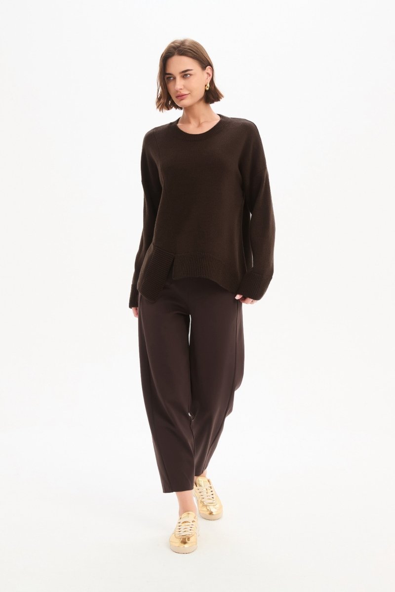 Textured Cuff Knit Chocolate - RUTHERFORD & Co