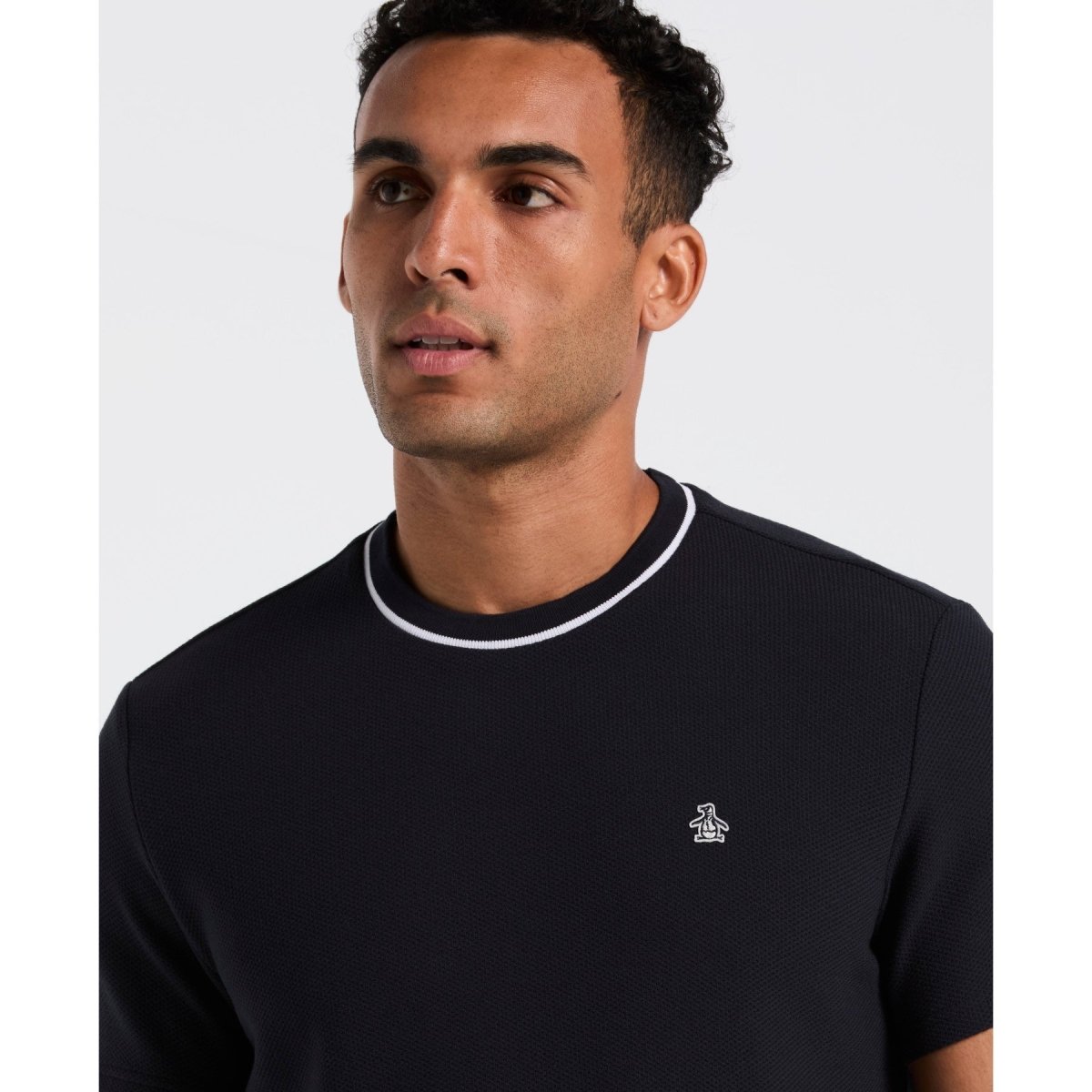 Textured Ringer T-Shirt In Dark Sapphire - RUTHERFORD & Co