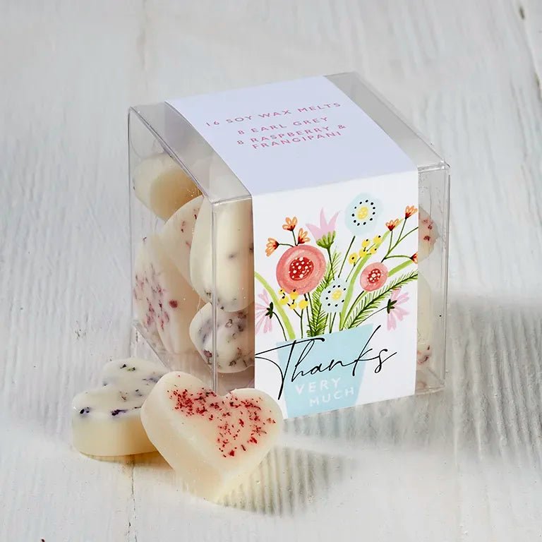 Thanks – 8 x Earl Grey – 8 x Raspberry & Frangipani Wax Melts - RUTHERFORD & Co
