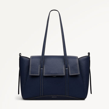 The Chancery Medium Flapover Shoulder Naval - RUTHERFORD & Co